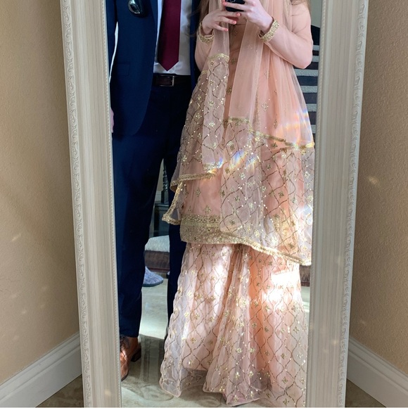 Peach Indian women’s suit palazzo pants - Picture 1 of 5